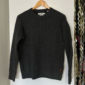 100% wool Ben Sherman dark gret cable knit jumper scoop neck size medium